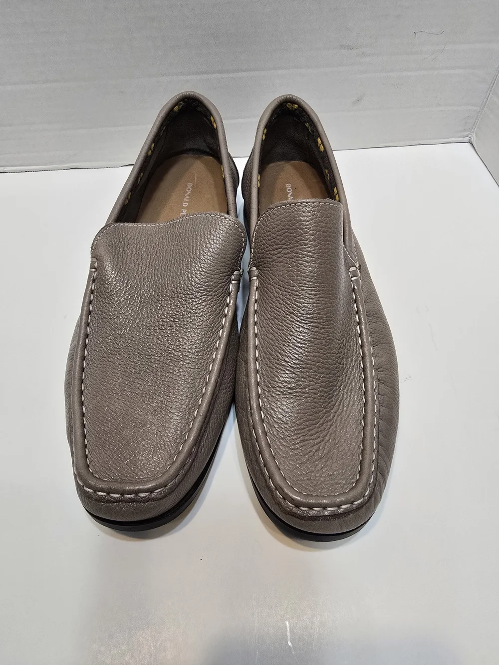 Donald J. Pliner Taupe Leather Slip-On Loafers for Men
